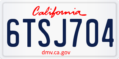 CA license plate 6TSJ704