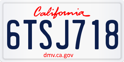 CA license plate 6TSJ718