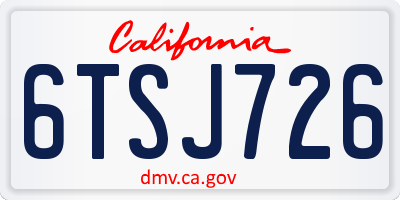 CA license plate 6TSJ726