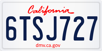 CA license plate 6TSJ727