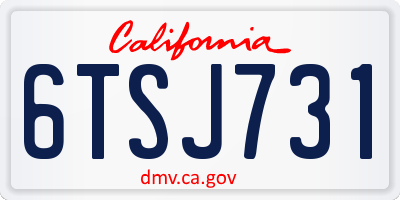 CA license plate 6TSJ731