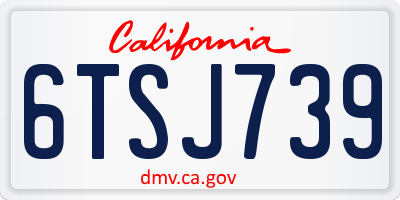CA license plate 6TSJ739