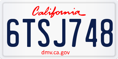 CA license plate 6TSJ748