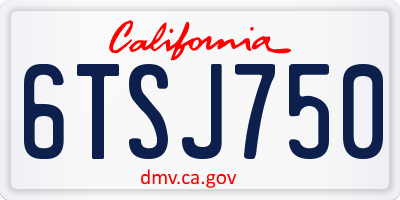CA license plate 6TSJ750