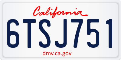 CA license plate 6TSJ751