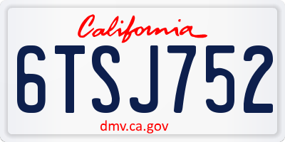 CA license plate 6TSJ752