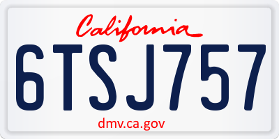 CA license plate 6TSJ757