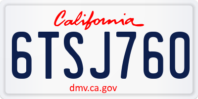 CA license plate 6TSJ760