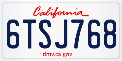 CA license plate 6TSJ768