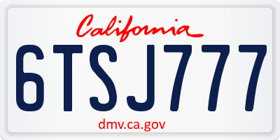 CA license plate 6TSJ777