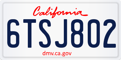 CA license plate 6TSJ802