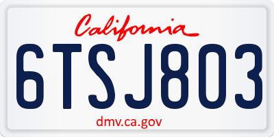 CA license plate 6TSJ803