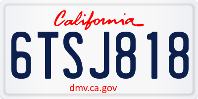 CA license plate 6TSJ818