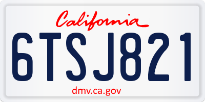 CA license plate 6TSJ821