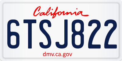 CA license plate 6TSJ822