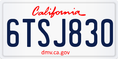 CA license plate 6TSJ830