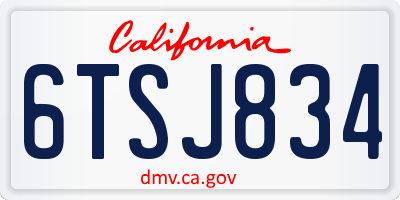 CA license plate 6TSJ834
