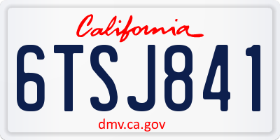CA license plate 6TSJ841
