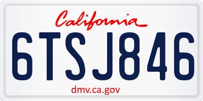 CA license plate 6TSJ846