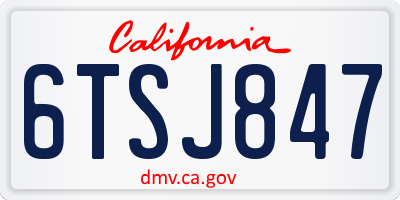 CA license plate 6TSJ847