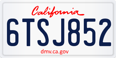 CA license plate 6TSJ852