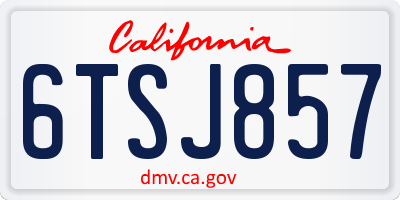 CA license plate 6TSJ857