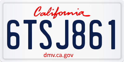 CA license plate 6TSJ861
