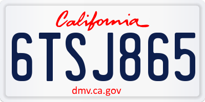 CA license plate 6TSJ865