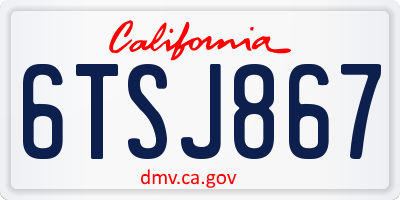 CA license plate 6TSJ867