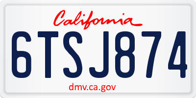 CA license plate 6TSJ874