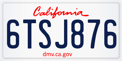 CA license plate 6TSJ876