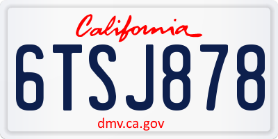 CA license plate 6TSJ878