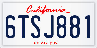 CA license plate 6TSJ881