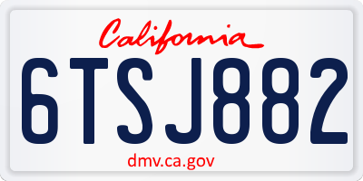 CA license plate 6TSJ882