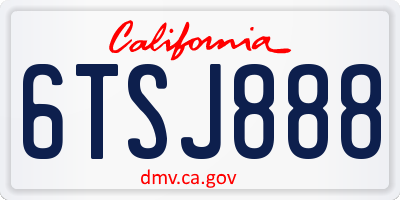CA license plate 6TSJ888