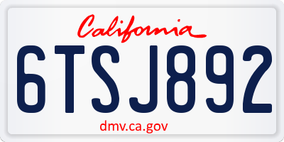 CA license plate 6TSJ892