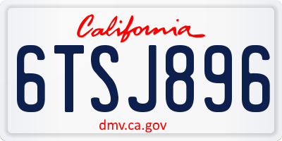 CA license plate 6TSJ896