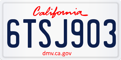 CA license plate 6TSJ903