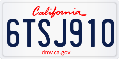 CA license plate 6TSJ910