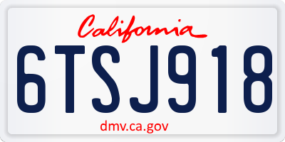 CA license plate 6TSJ918