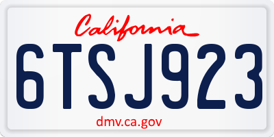 CA license plate 6TSJ923