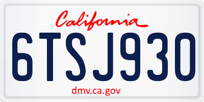 CA license plate 6TSJ930