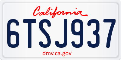 CA license plate 6TSJ937