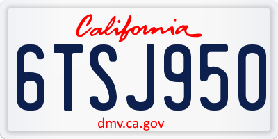CA license plate 6TSJ950