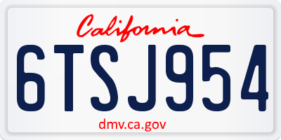 CA license plate 6TSJ954