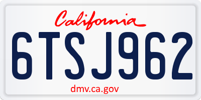 CA license plate 6TSJ962