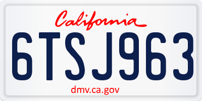 CA license plate 6TSJ963