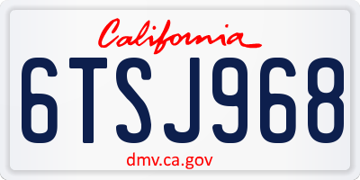 CA license plate 6TSJ968