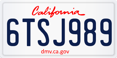 CA license plate 6TSJ989