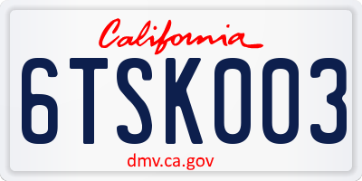 CA license plate 6TSK003